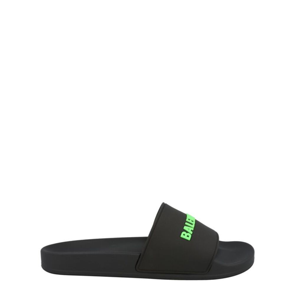 Balenciaga Logo Pool Slides Black Mens